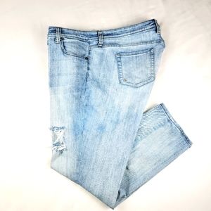Kut Womens Plus Size 20W Stretch Distress Straight Leg Light Denim Blue Jeans